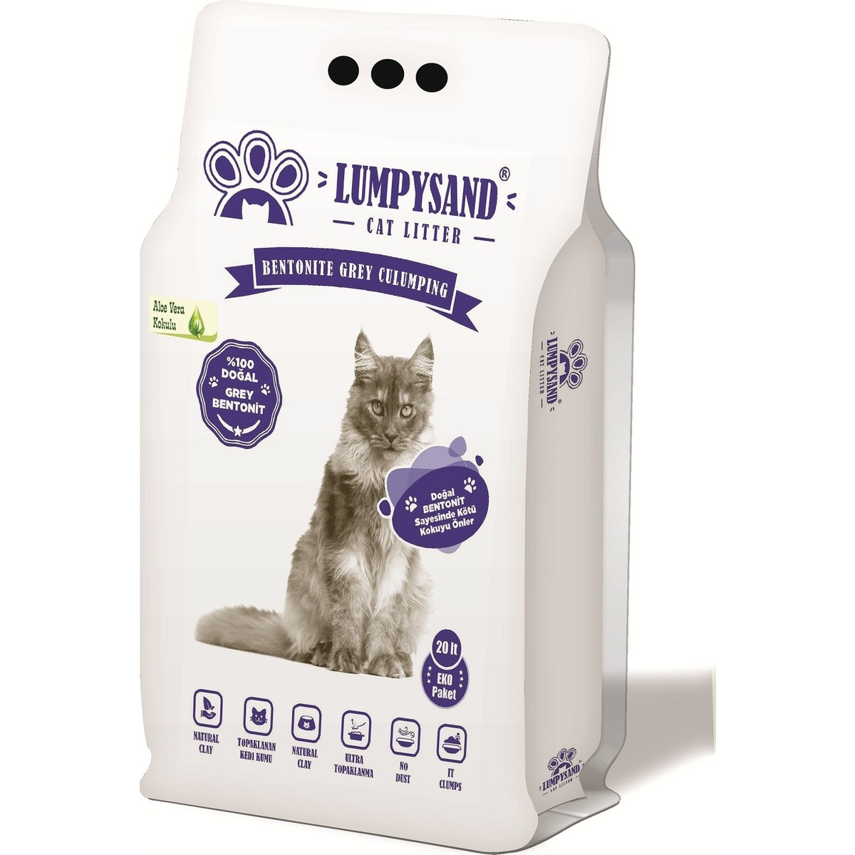 10510202601522.jpg Lumpysand Cat Litter Aloe Vera Kedi Kumu İnce Taneli 20 lt - Görsel 1