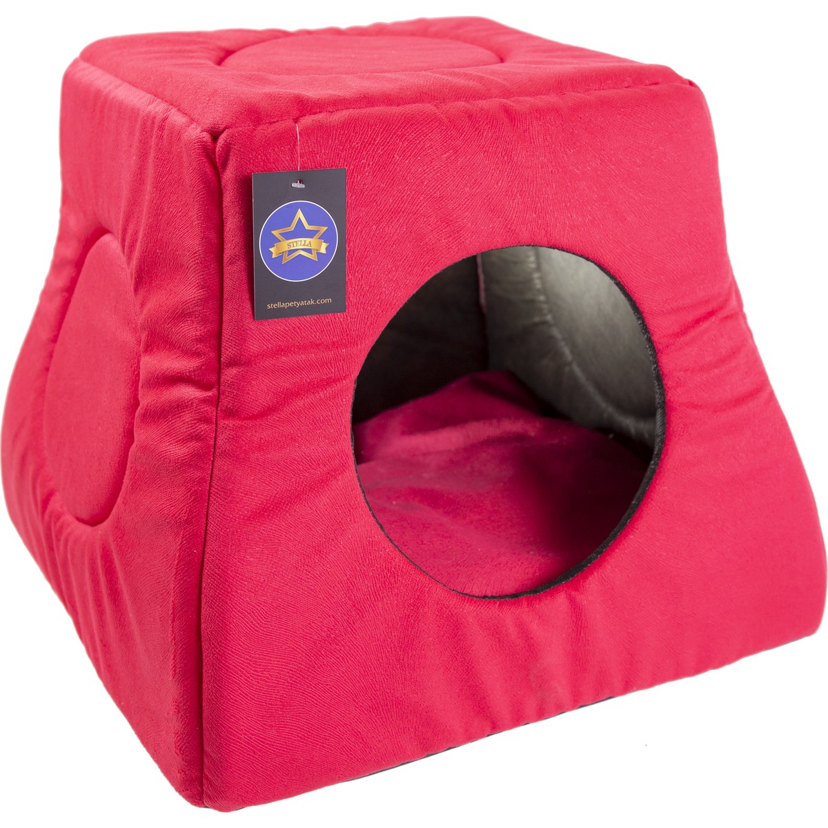 10960628908082.jpg Stella Kırmızı Üç Fonksiyonlu Kedi Yatağı - Görsel 1
