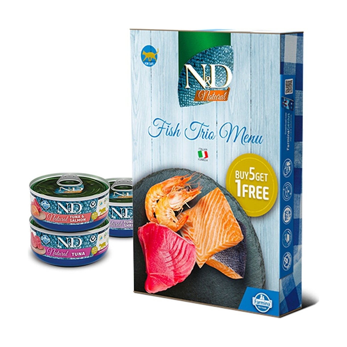 110000260856566.jpg N&D Nd Nd Balıklı Trio Menü Kedi Konserve Yaş Maması 6X70GR - Görsel 1