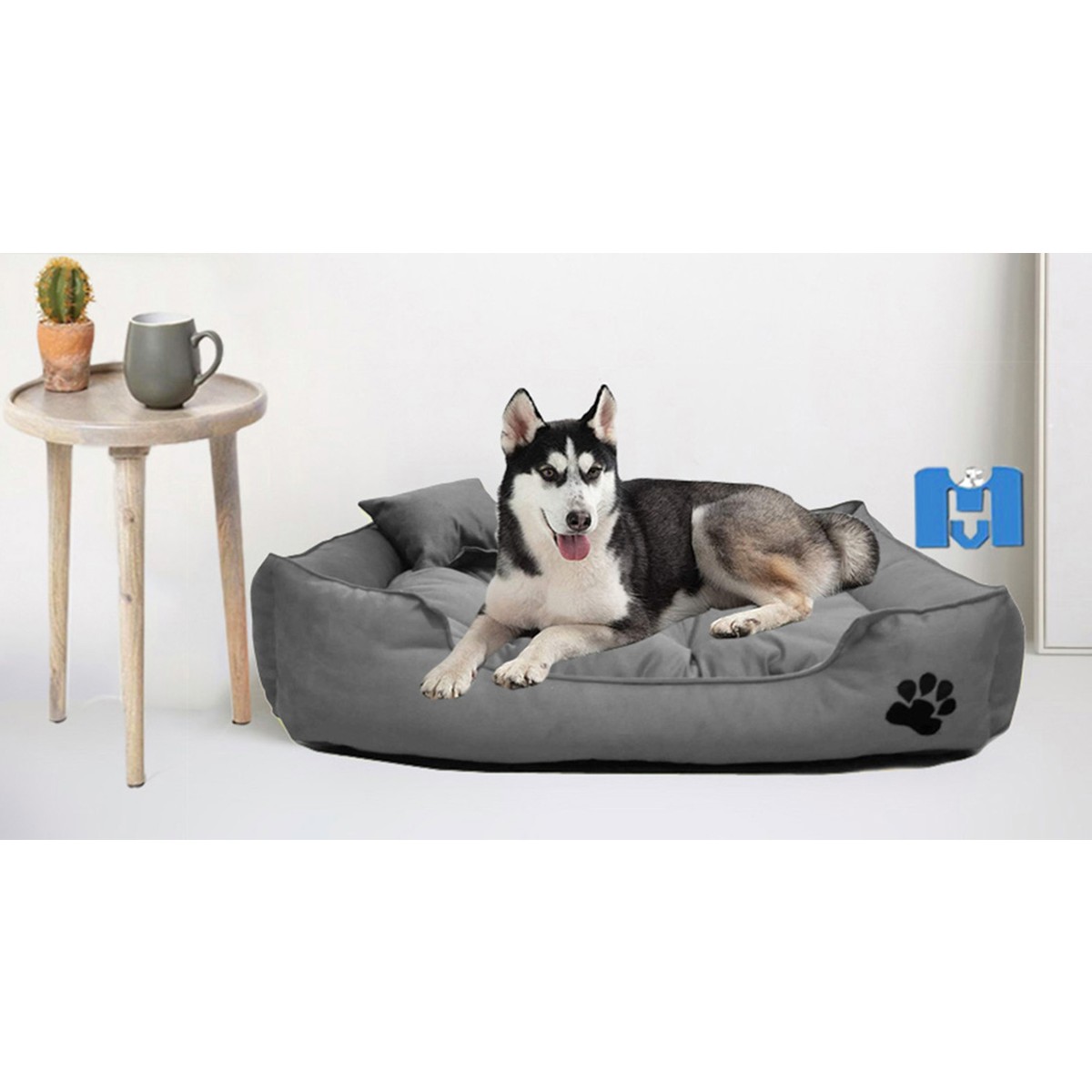 110000282942707.jpg Mavi Vitrin Ultrasoft Mukavemetli Battal Boy Köpek Yatağı Yıkanabilir Ürün / Kemik ve Yastık Hediyeli - Görsel 1