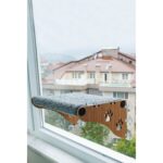 Ata Home Büyük Boy  Yeni Ahşap Cama Yapışan Kedi Yatağı Vantuzlu Cam Yatağı Terası - Görsel 3