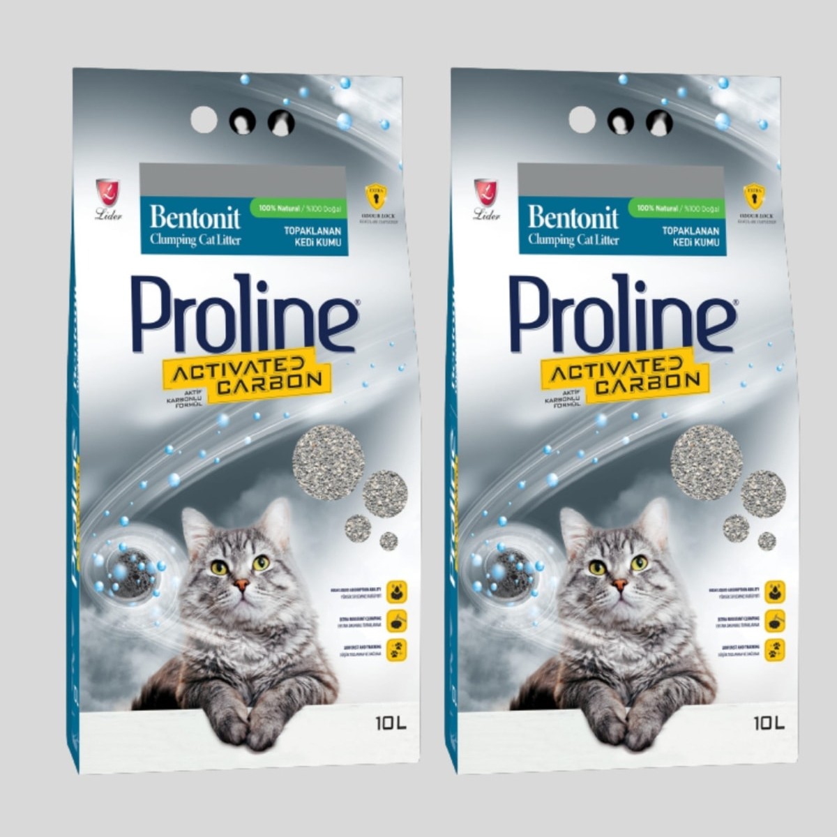 110000347121068.jpg Proline Pro Line Aktif Karbonlu Topaklaşan Kedi Kumu 10LT 2ADET Ege'nin Incisi Maskot - Görsel 1