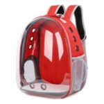 Ksburda Kırmızı Şeffaf Hava Kanallı Astronot Kedi Köpek Taşıma Çanta Peluş Taban