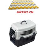 Nelson Kedi ve Köpek Taşıma Çantası Minderi Yıkanabilir Fermuarlı 40X25X3 Cm-Sarı Gri Zikzak - Görsel 4