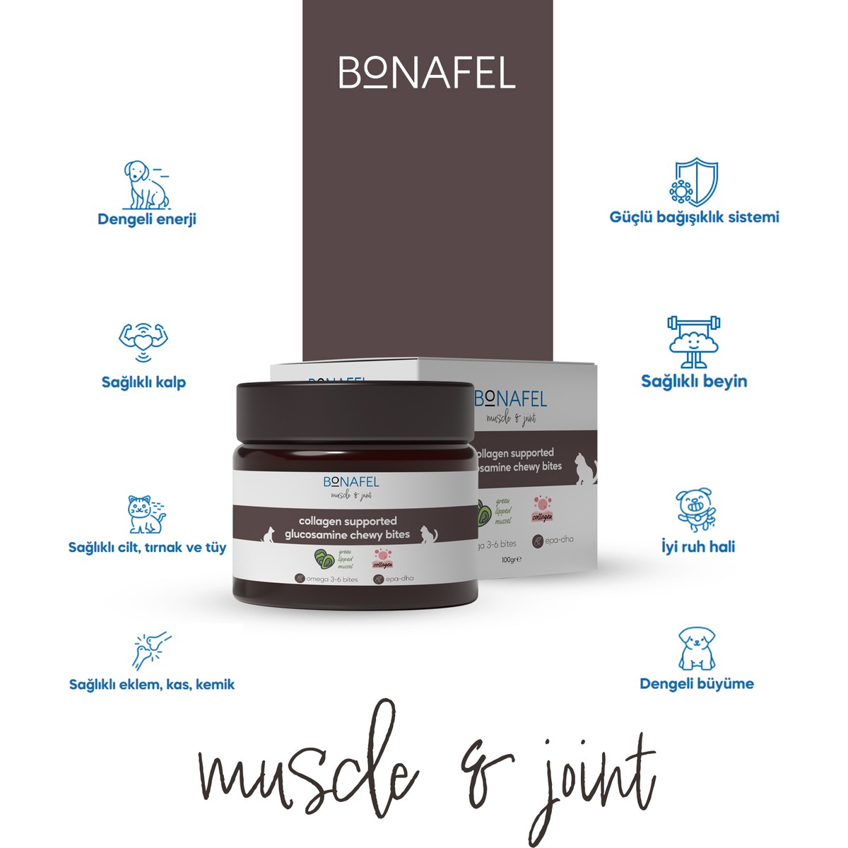 110000384721932.jpg Bonafel Köpekler için Eklem Sağlığı Çiğneme Tableti 100 gr (50 Tablet) - Görsel 1