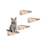 Barış Dizayn Doğal Ahşap Güçlendirilmiş 18CM Kedi Basamağı Kedi Köprüsü Duvar Yürüyüş Yolu Kedi Oyunu (4 Adet)