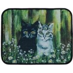 ‎Miapet Miapet Elekli Desenli Kedi Tuvalet Önü Paspası 60 x 45 cm Siyah-Beyaz Kediler