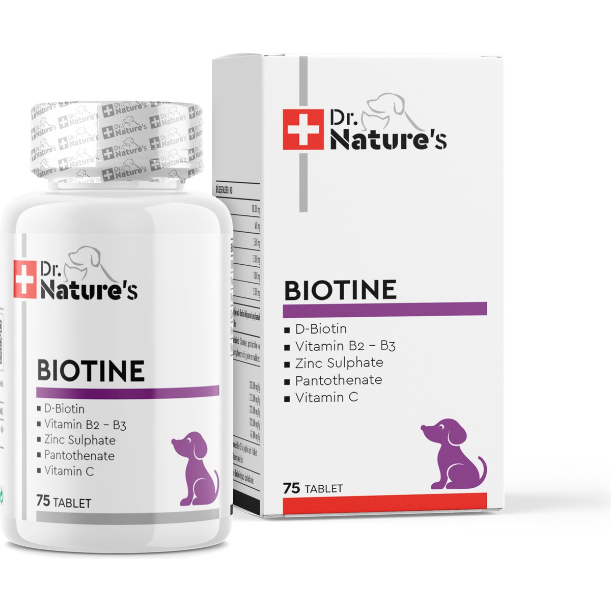 110000462433523.jpg Dr. Nature's Dr. Natures Dog Bıotın Köpekler Için Deri Tüy Sağlığı Besin Takviyesi( 75 Tablet) - Görsel 1