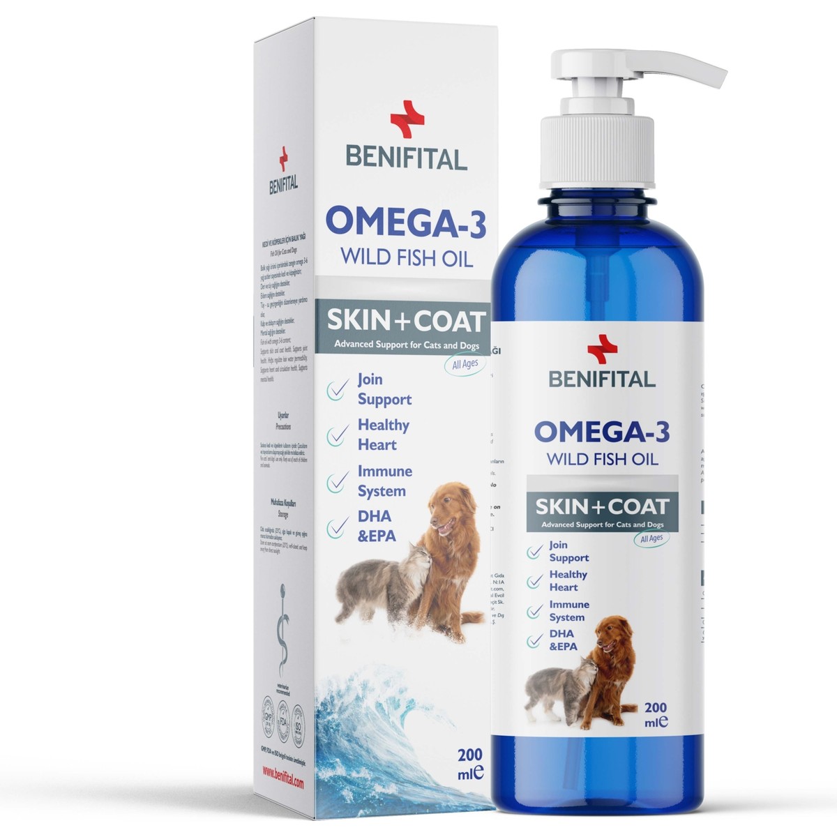 110000463421561.jpg Benifital Fish Oil 200 ml Kedi ve Köpekler İçin Tüy Sağlığı Destekleyici Omega-3 & 6 İçerikli Balık Yağı - Görsel 1