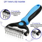 Duhaline Duhalıne Kedi Köpek Tarağı Tüy Topak Açıcı Çift Taraflı Metal Dişli Evcil Hayvan Bakım Fırçası Tarağı - Görsel 2
