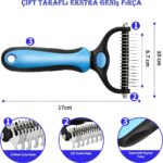 Duhaline Duhalıne Kedi Köpek Tarağı Tüy Topak Açıcı Çift Taraflı Metal Dişli Evcil Hayvan Bakım Fırçası Tarağı - Görsel 3