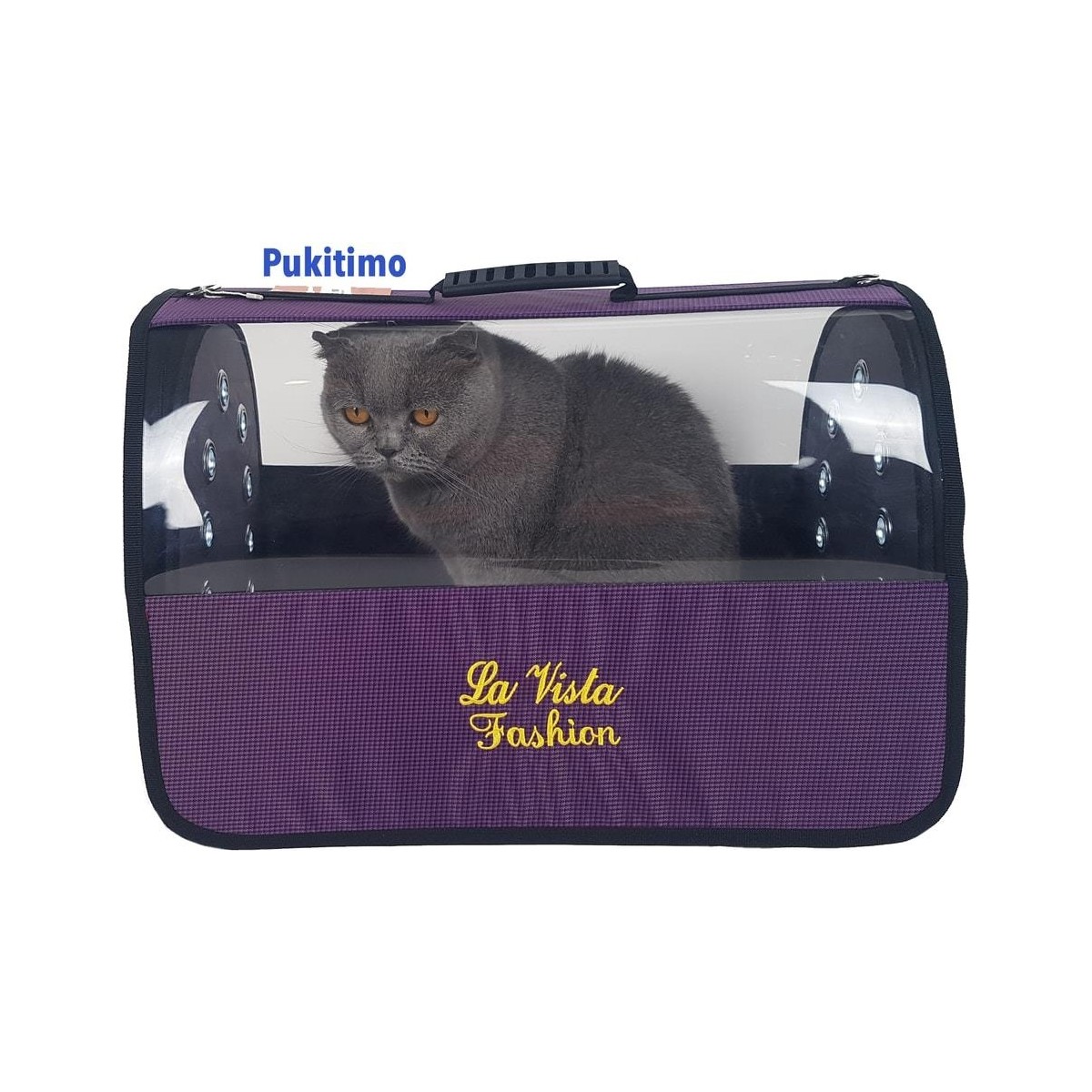110000526608039.jpg Pukitimo Flybag Şeffaf Kedi Çantası - Jumbo Kedi Köpek Taşıma Çantası - Mor - Görsel 1