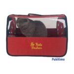 Pukitimo Flybag Şeffaf Kedi Çantası - Jumbo Kedi Köpek Taşıma Çantası - Kırmızı