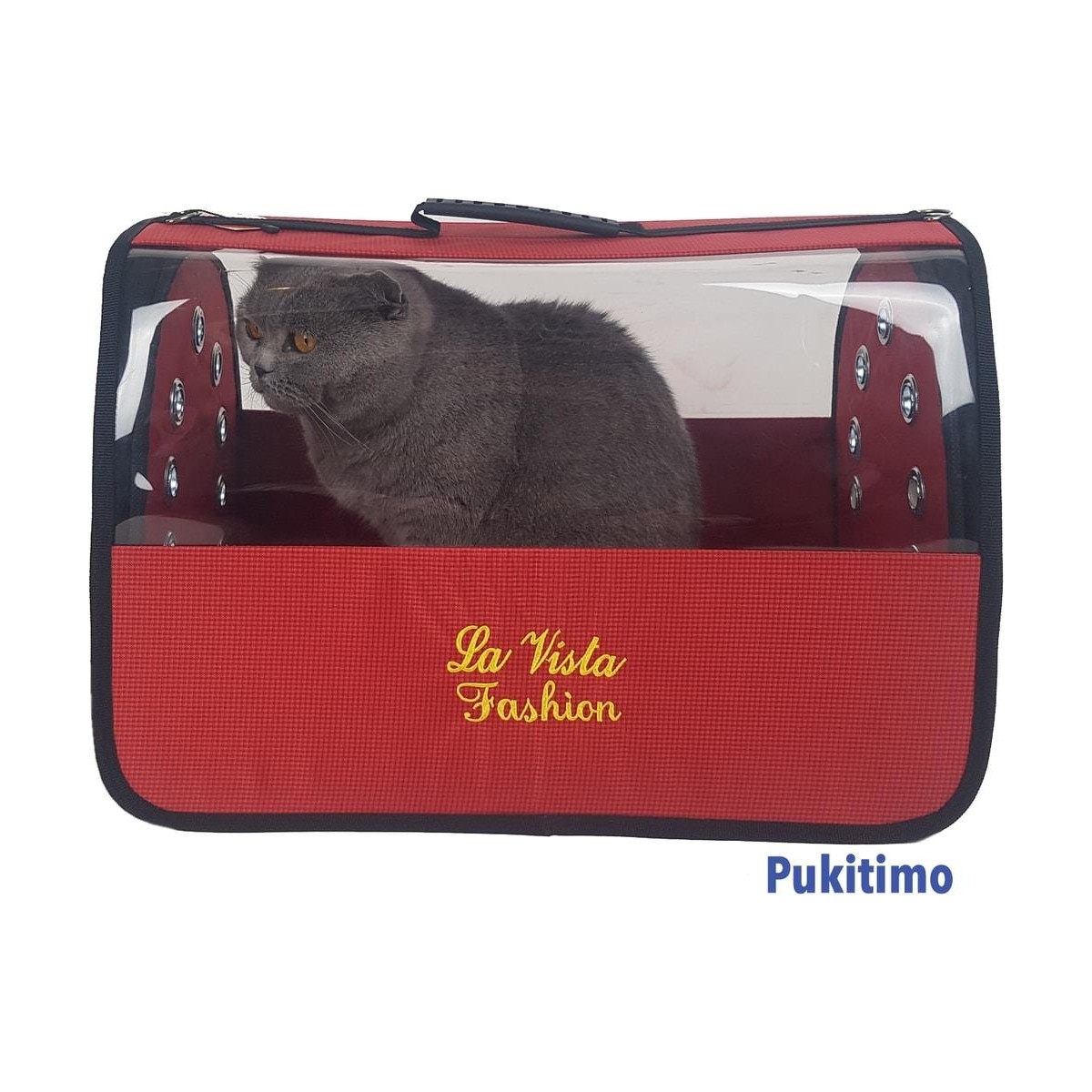 110000526616226.jpg Pukitimo Flybag Şeffaf Kedi Çantası - Jumbo Kedi Köpek Taşıma Çantası - Kırmızı - Görsel 1