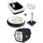 Kurtbay Şekil Açık Kedi Tuvaleti Kedi Başlangıç Seti - Beyaz At8