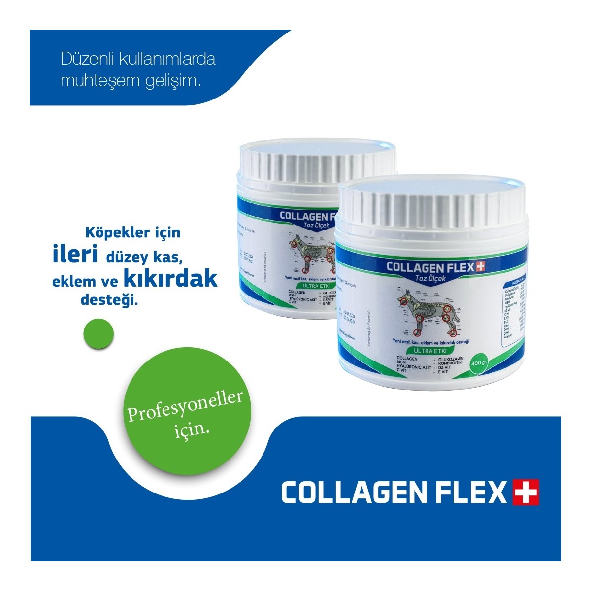 110000580825704.jpg Collagen Flex 400 gr 2 Adet Eklem, Kas ve Kıkırdak Desteği - Görsel 1