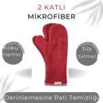 Oya Pet Köpek Pati Kurulama Eldiveni, 2 Katlı Süper Su Emici Mikrofiber, 1 Çift, Kırmızı - Görsel 2