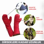 Oya Pet Köpek Pati Kurulama Eldiveni, 2 Katlı Süper Su Emici Mikrofiber, 1 Çift, Kırmızı - Görsel 3