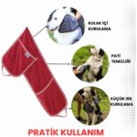 Oya Pet Cepli Pratik Köpek Havlusu, Süper Su Emici Mikrofiber  Kırmızı