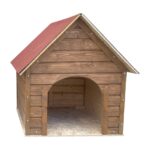 Reyo Pet Suya Soğuğa Dayanıklı Lüks Büyük Boy Ahşap Köpek Kulubesi Sokak Köpek Evi Kırmızı Çatılı 100X100X78 cm Ceviz - Görsel 3