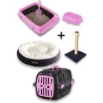 Kurtbay Şekil Açık Kedi Tuvaleti Kedi Başlangıç Seti - Pembe At8