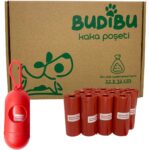 Budibu Kedi Köpek Kaka Poşeti Evcil Hayvan Dışkı Kaka Torbası Taşıma Kapsülü ve 12 Rulo (180 Poşet)