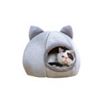 Tineke  Bal  Kabağı Tasarımlı Kedi Evi Yumuşak Kedi Yatağı Derin Uyku ve Kış Evi Çıkartılabilir Minder Gri