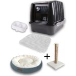 Kurtbay Şekil Kedi Tuvaleti Premium Kedi Başlangıç Seti - Açık gri Lkt1