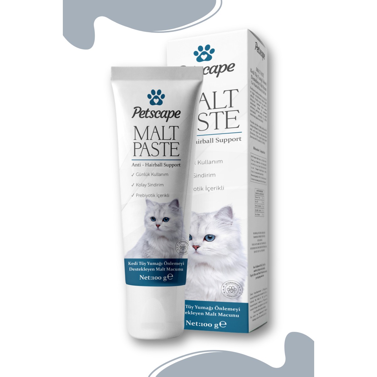 110000694011091.jpg Petscape Kedi Malt Macunu – Tüy Yumağı Önleyici – Anti Hairball – 100g - Görsel 1