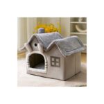 Tineke  Kedi Evi Yumuşak Kedi Yatağı Derin Uyku ve Kış Evi Çıkarılabilir Minder -Villa (Gri) 1 Adet - Görsel 5