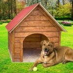 Reyo Pet Suya Soğuğa Dayanıklı Lüks Büyük Boy Ahşap Köpek Kulubesi Sokak Köpek Evi Kırmızı Çatılı 100X100X78 cm Ceviz - Görsel 4