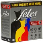 Feles Tozsuz Kedi Kumu 4 Adet 8 lt Kutu (Tamamen Doğal , Aktif Karbonlu) 8lt - Görsel 2