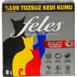 Feles Tozsuz Kedi Kumu 4 Adet 8 lt Kutu (Tamamen Doğal , Aktif Karbonlu) 8lt - Görsel 3