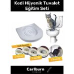 Carlburn Özel Üretim Klozet Alıştırma Kapağı Kum Kabı Wc Yavru Yetişkin Kedi Hijyenik Tuvalet Eğitim Seti - Görsel 2