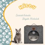 Jungolica Pet Products Kitty, Kutu Şeklinde, Çift Taraflı Çıkarılabilir Minderli, Keçe Kedi Yatağı (40 x 40) - Görsel 2