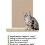 Katflex Bej Yapışkanlı Koltuk Kenarı Koruyucu Kedi Tırmalama Halısı Kedi Tırnak Bakım Halısı (50 cm x 100 C - Görsel 2