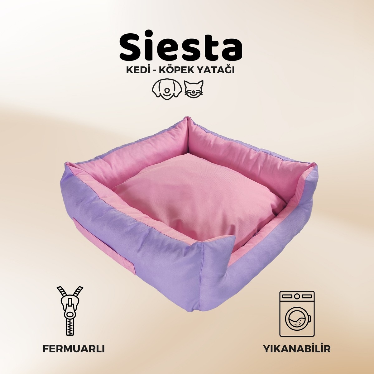 110000805727442.jpg Xpermate Yuvi Kedi Yatağı Ve Köpek Yatağı Tüy Tutmaz Kumaş,Su Itici Kumaş,Fermuarlı 55x60x23 - Görsel 1