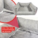 Xpermate Yuvi Kedi Yatağı Ve Köpek Yatağı ,Fermuarlı 55x60x23 cm Gri - Görsel 5