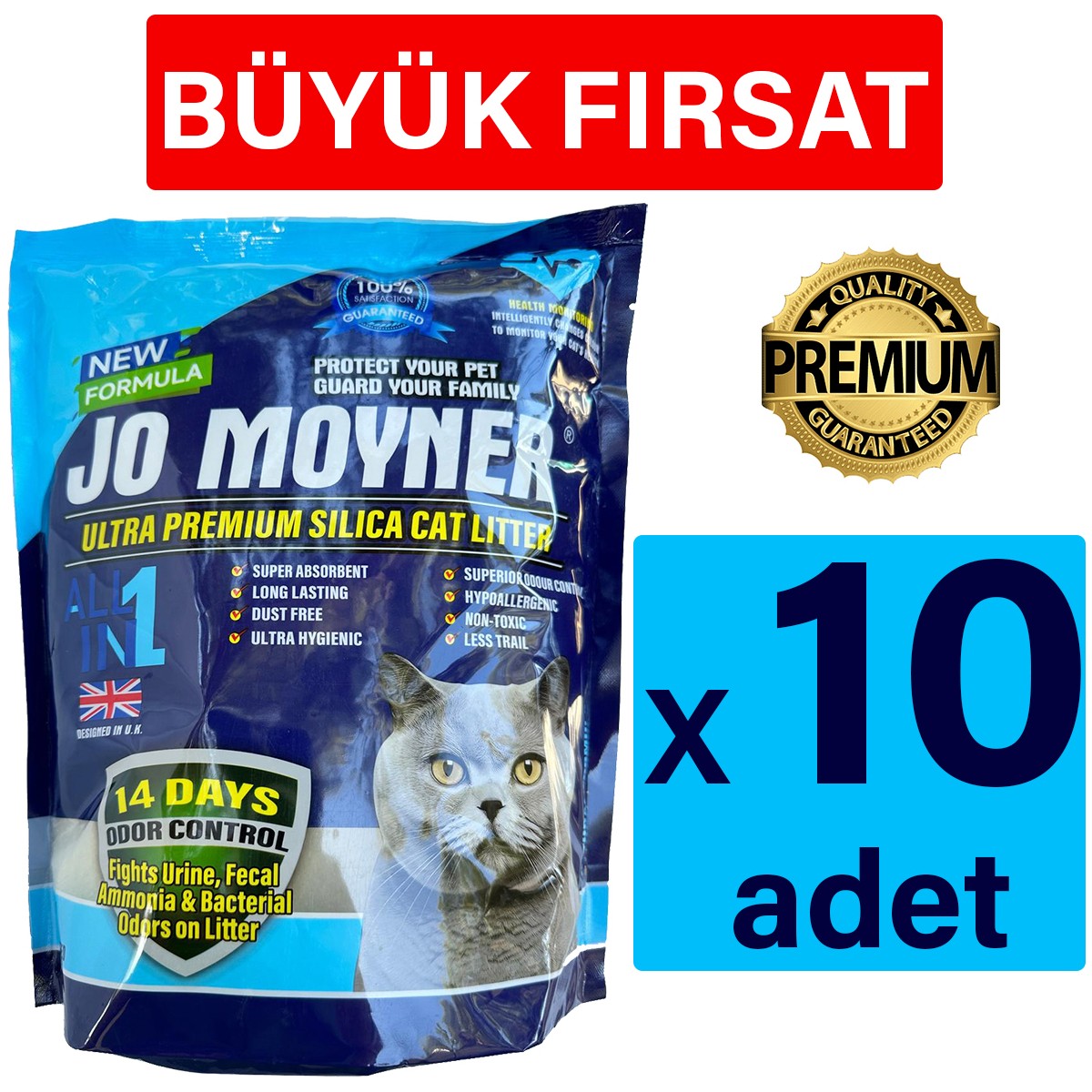110000806649710.jpg Jo Moyner Erken Teşhis Kumu Silika Kristal Kedi Kumu 4lt x 10 Adet - Görsel 1