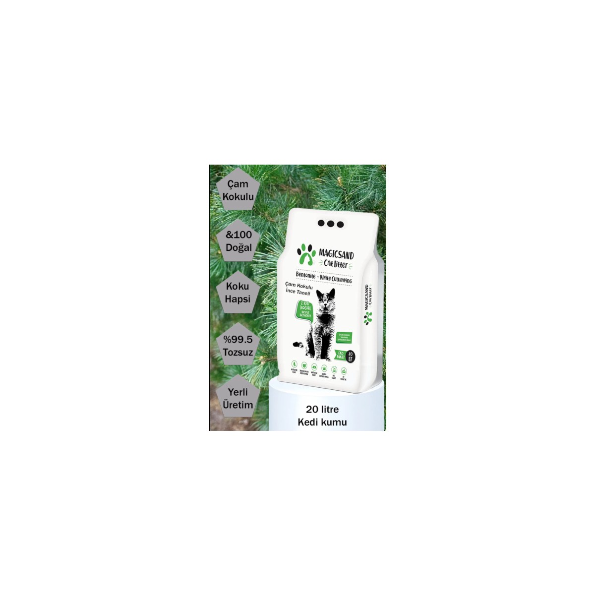 110000822310155.jpg Magicsand Cat Litter Çam Kokulu İnce Taneli Kedi Kumu 20 l - Görsel 1