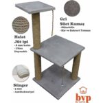 Ber Vet Pet Iki Katlı Lüks Kedi Tırmalama Tahtası 86cm Silinebilir Süet Kumaş Süngerli (Demonte) - Görsel 2