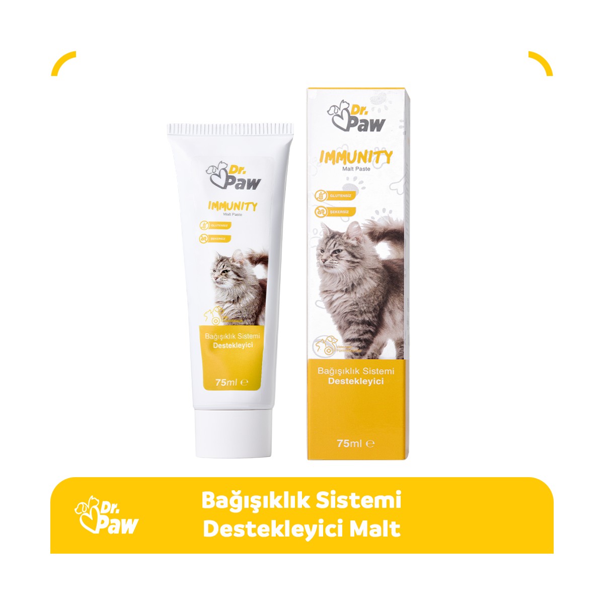 110000834955344.jpg Dr. Paw - Immunity Malt Paste: Kediler için Glütensiz ve Şekersiz Gelişim Destek ve Immun Sistem Güçlendirici Malt Paste 100 gr - Görsel 1