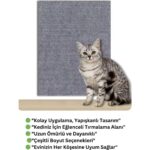 Katflex  Açık Gri Yapışkanlı Koltuk Kenarı Koruyucu Kedi Tırmalama Halısı - Görsel 2