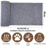 Katflex  Açık Gri Yapışkanlı Koltuk Kenarı Koruyucu Kedi Tırmalama Halısı - Görsel 3