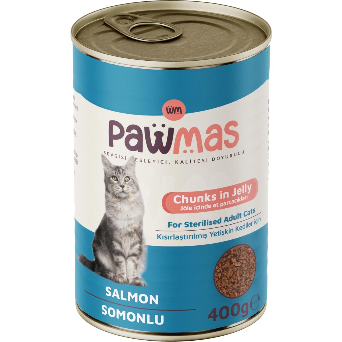 110000848216872.jpg Pawmas Somonlu Kısırlaştırılmış Yetişkin Kedi Konservesi 400 gr - Görsel 1