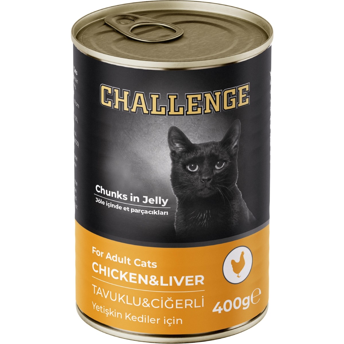110000850202170.jpg Challenge Tavuklu Ciğerli Yetişkin Kedi Konservesi 400 gr - Görsel 1