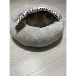 Coddry Pet Simit Mağara Yatak - Kedi, Küçük Irk Köpek Yatağı 45X45X16 cm Peluş Kumaş Gri