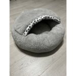 Coddry Pet Simit Mağara Yatak - Kedi, Küçük Irk Köpek Yatağı 45X45X16 cm Peluş Kumaş Gri - Görsel 3