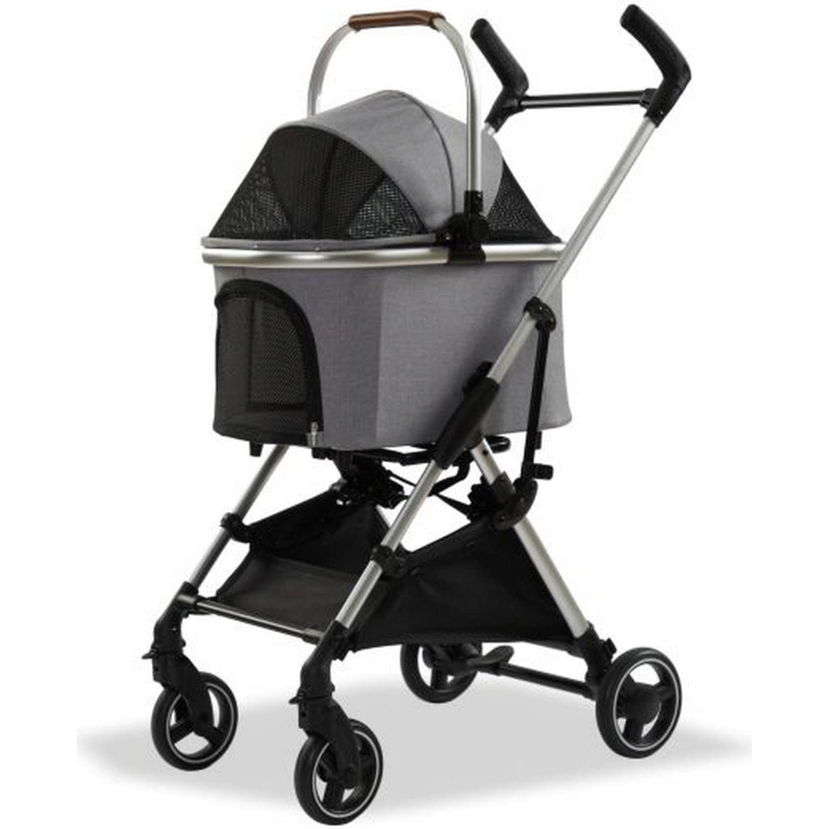 110000982181213.jpg Eurodog Katlanabilir Köpek Arabası Koyu Gri 60x44x100 cm - Görsel 1