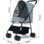 Glipet Boston Kedi Köpek Arabası 47X62X95 cm Gri - Görsel 2